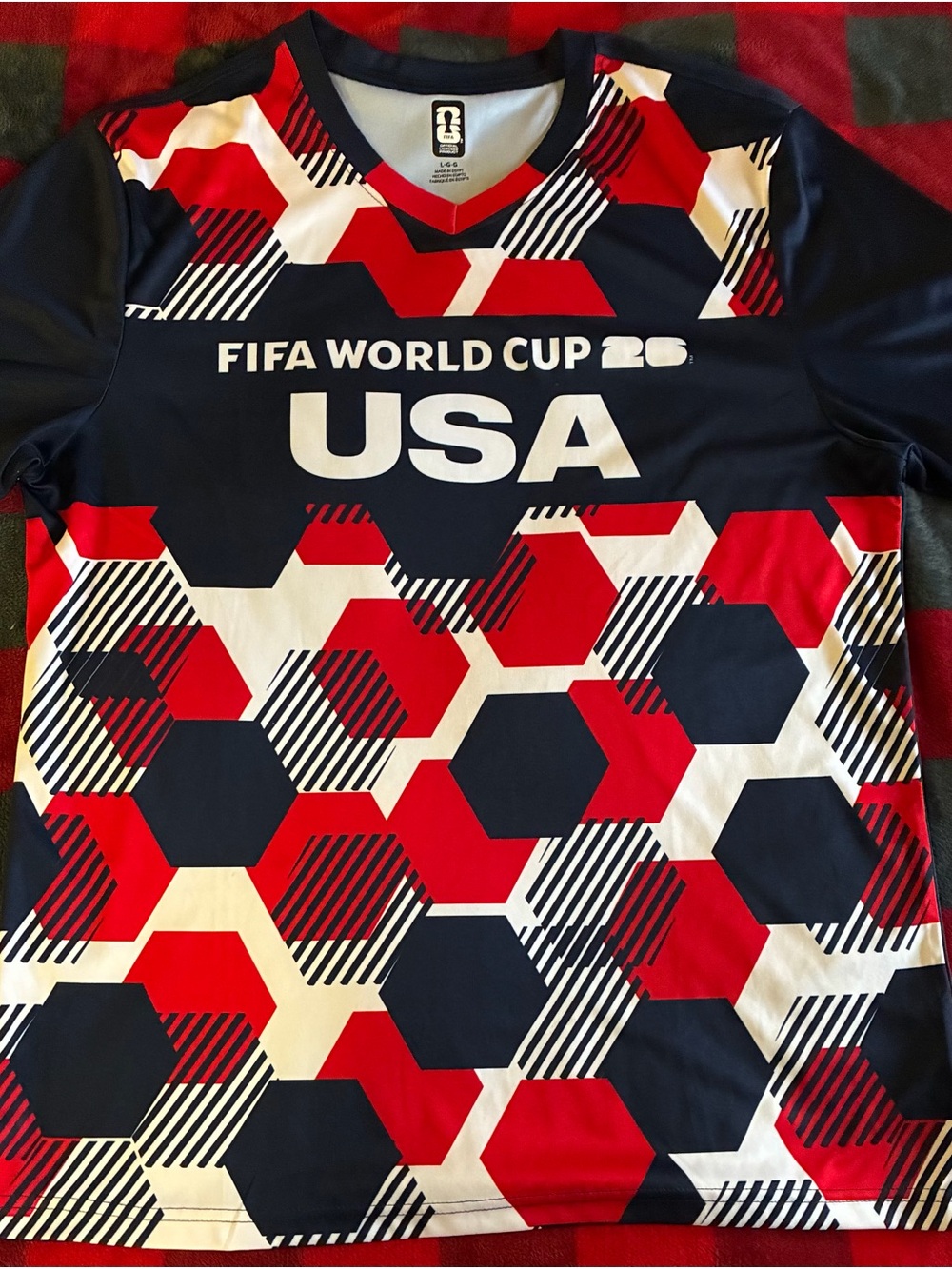 USA FIFA World Cup 26 Hex-Pattern Men's Jersey - Red, Navy & White